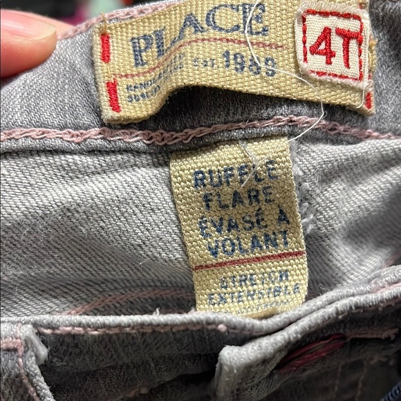 4/$30 Girls' Gray Ruffle Hem Jeans - Picture 2 of 2